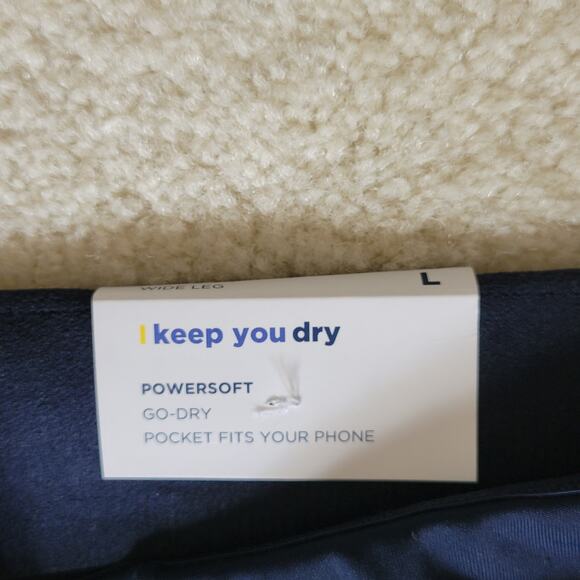 NWT Old Navy L Powersoft Go Dry Pants Wide Leg High Rise Flat Front Pull On Blue - Picture 13 of 14